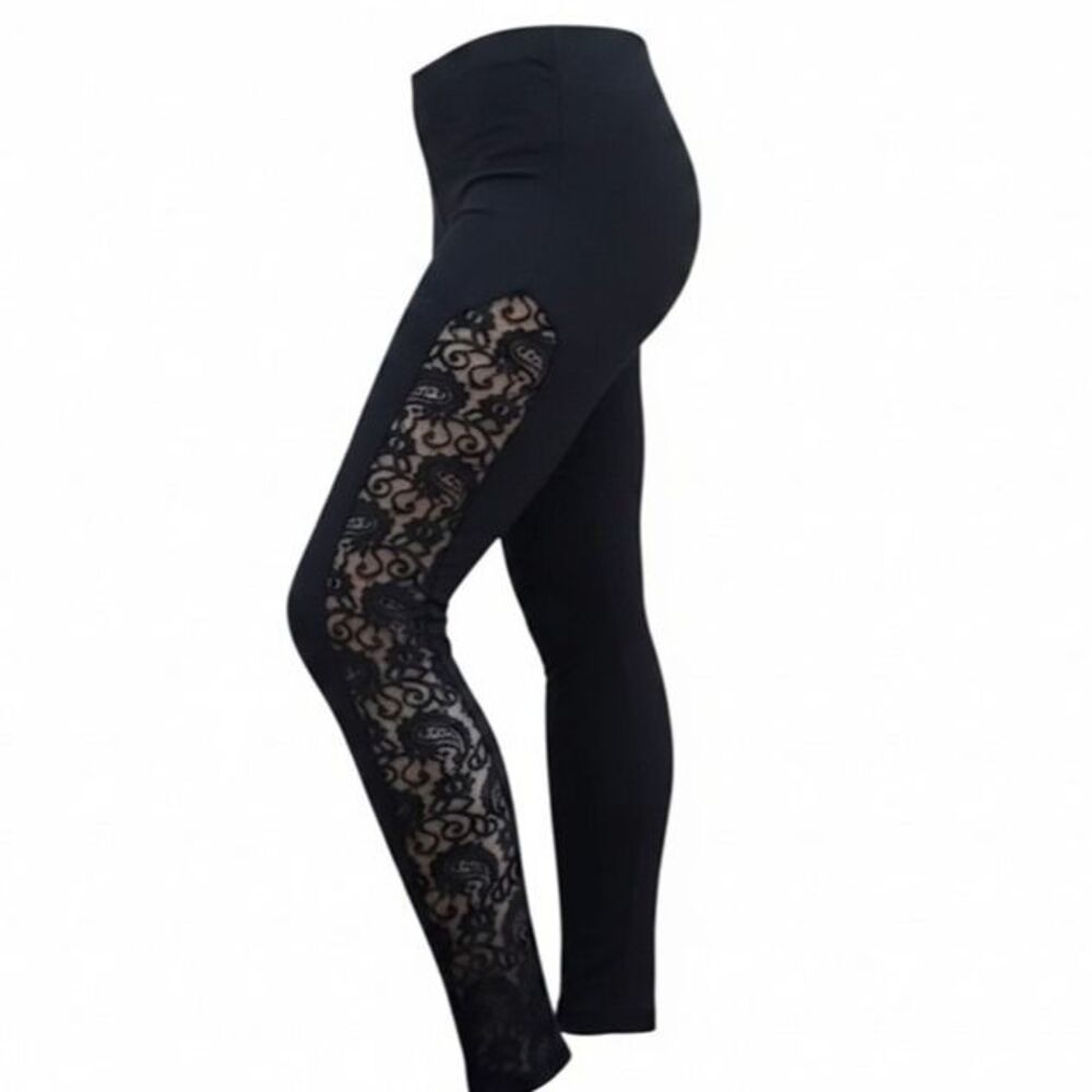 Black Side Lace Leggings